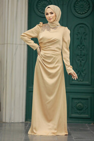 Neva Style - Stylish Biscuit Muslim Bridesmaid Dress 40773BS - Thumbnail