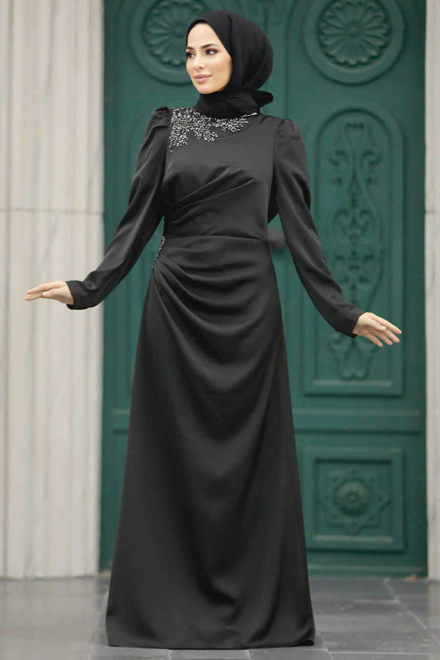 Neva Style - Stylish Black Muslim Bridesmaid Dress 40773S