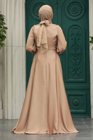 Neva Style - Stylish Mink Islamic Clothing Engagement Dress 3389V - Thumbnail