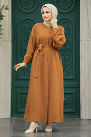 Neva Style - Sunuff Colored Hijab For Women Turkish Abaya 88681TB - Thumbnail