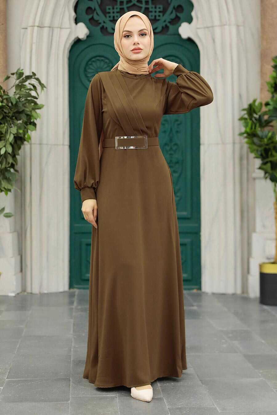 Neva Style - Sunuff Colored Islamic Clothing Dress 3425TB
