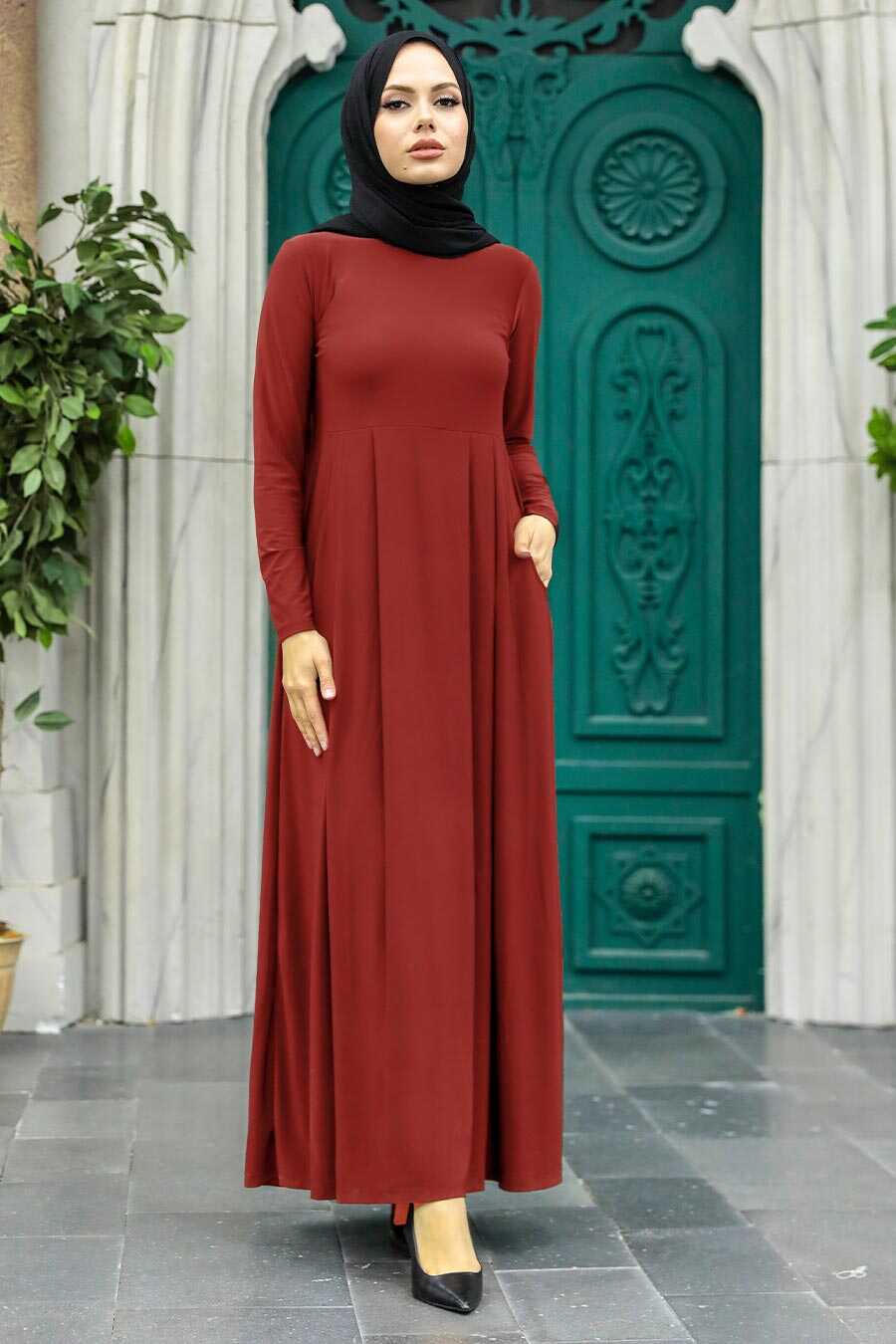 Neva Style - Terra Cotta Hijab Dress 18130KRMT