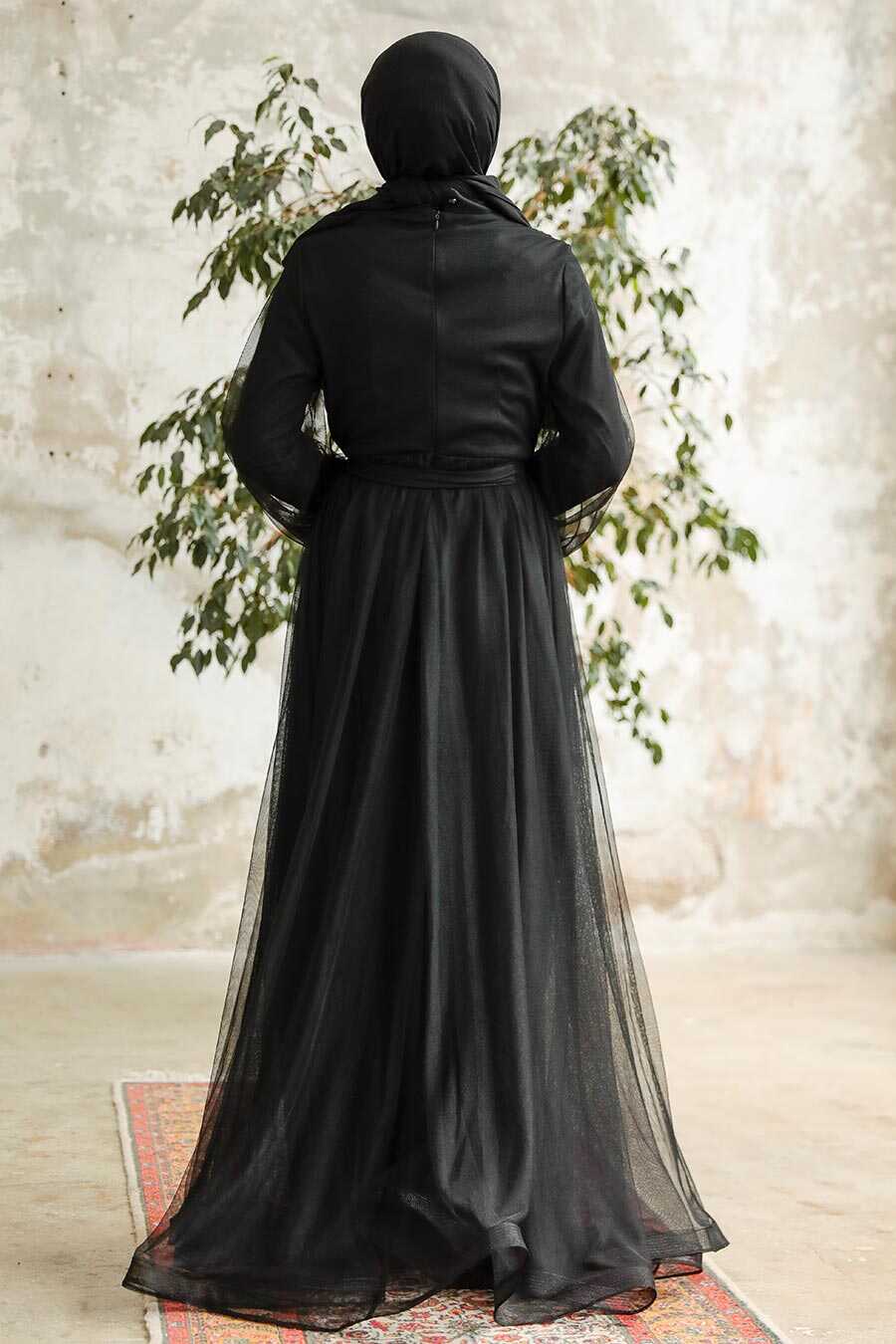 Neva Style - Black Tukish Modest Bridesmaid Dress 25841S