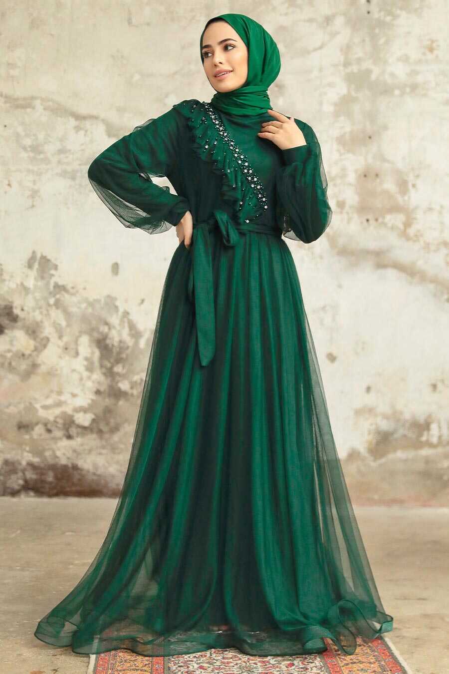 Neva Style - Emerald Green Tukish Modest Bridesmaid Dress 25841ZY