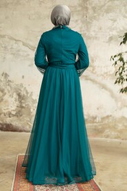 Neva Style - Petrol Green Tukish Modest Bridesmaid Dress 25841PY - Thumbnail