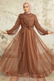 Neva Style - Sunuff Colored Tukish Modest Bridesmaid Dress 25841TB - Thumbnail