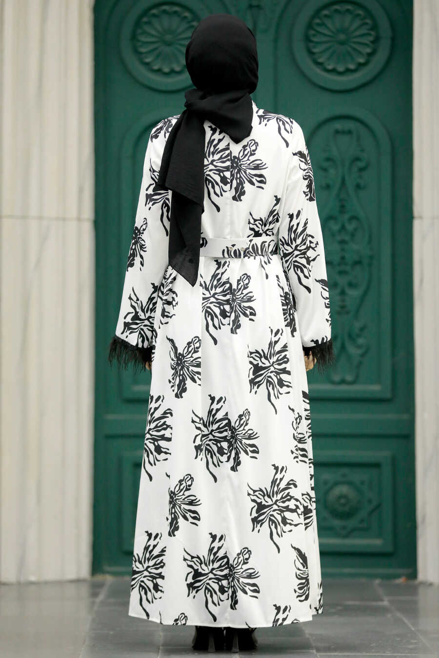 Neva Style - White Hijab Maxi Dress 77301B