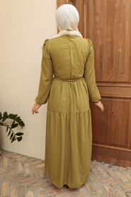 Oil Green Hijab Dress 13290YY - Thumbnail