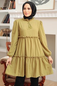 Oil Green Hijab Tunic 1342YY - Thumbnail