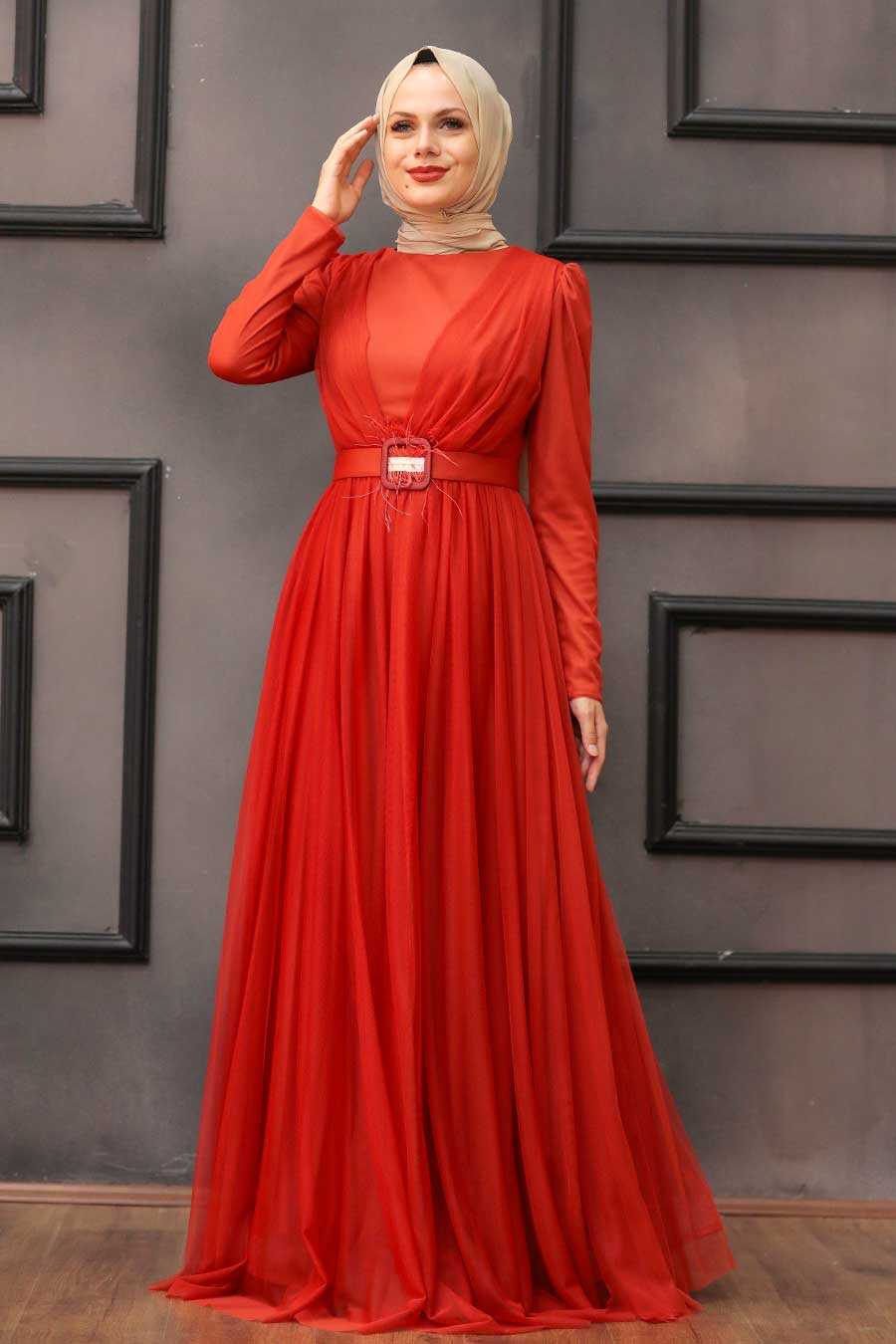 orange party wear gown