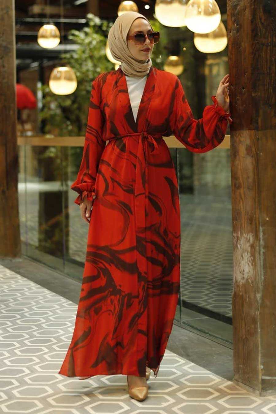 Orange Hijab Kimono 33281T - Neva-style.com