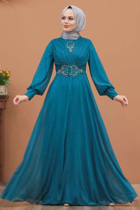 petrol blue prom dress