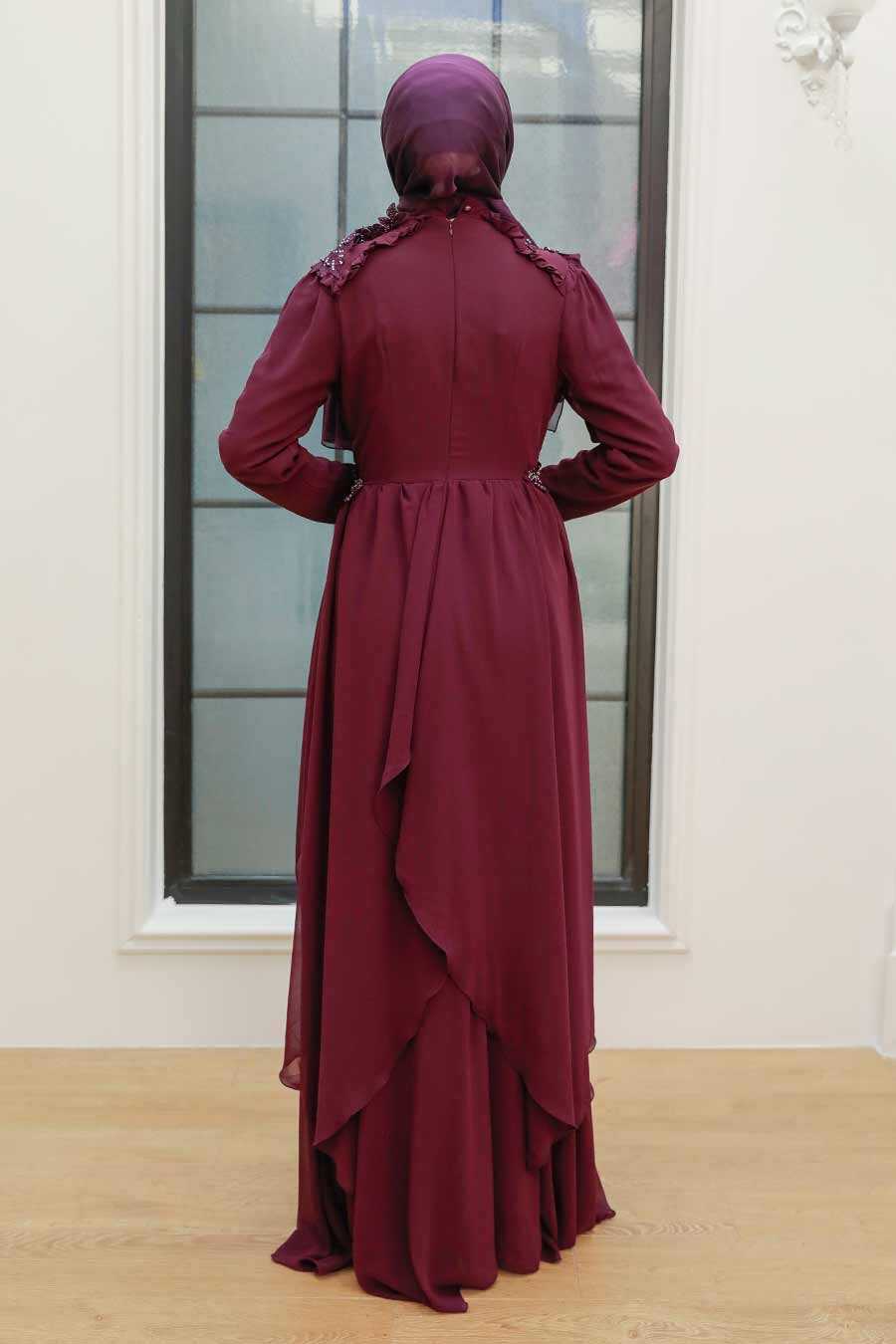 Neva Style - Stylish Plum Color Modest Prom Dress 25807MU