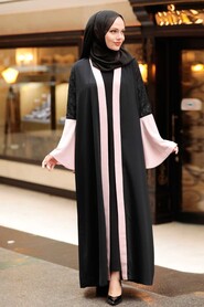 Powder Pink Hijab Abaya 55510PD - Thumbnail