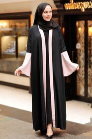 Powder Pink Hijab Abaya 55510PD - Thumbnail