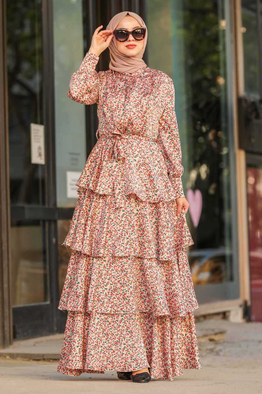 Powder Pink Hijab Daily Dress 22582PD - Neva-style.com