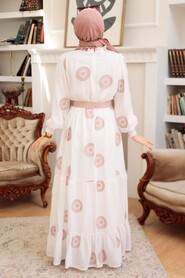 Powder Pink Hijab Dress 10384PD - Thumbnail
