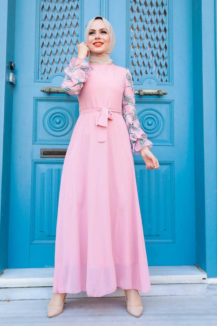 Powder Pink Hijab Dress 12327PD - Neva-style.com