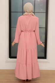 Powder Pink Hijab Dress 5720PD - Thumbnail