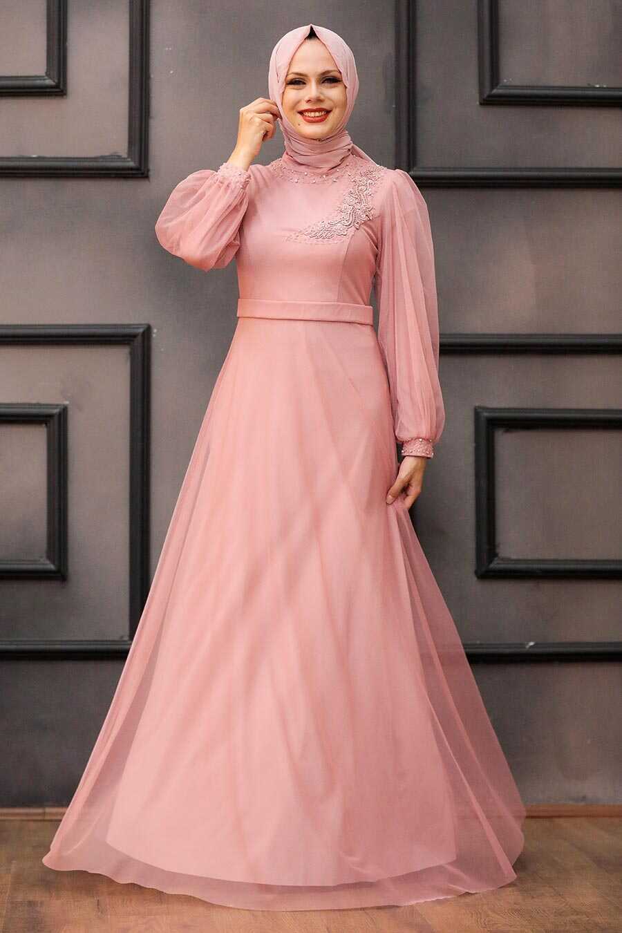 Neva Style - Modern Powder Pink Hijab Evening Dress 34880PD - Neva ...