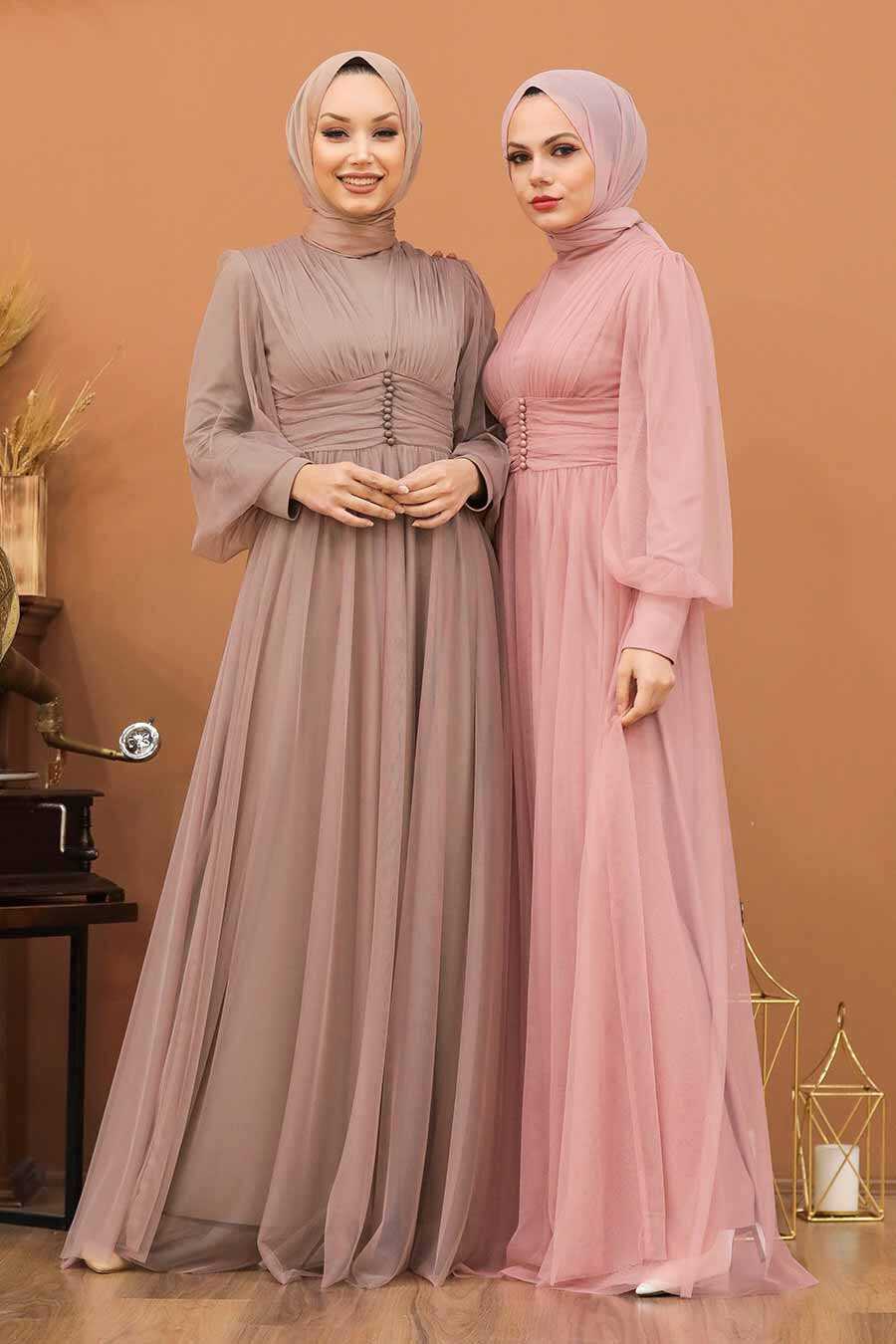 Neva Style - Plus Size Powder Pink Islamic Wedding Gown 5478PD