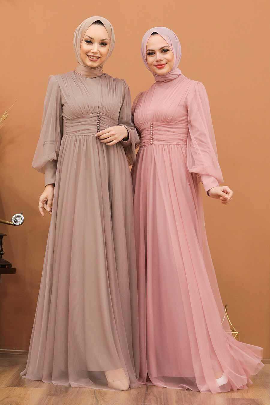 Neva Style - Plus Size Powder Pink Islamic Wedding Gown 5478PD