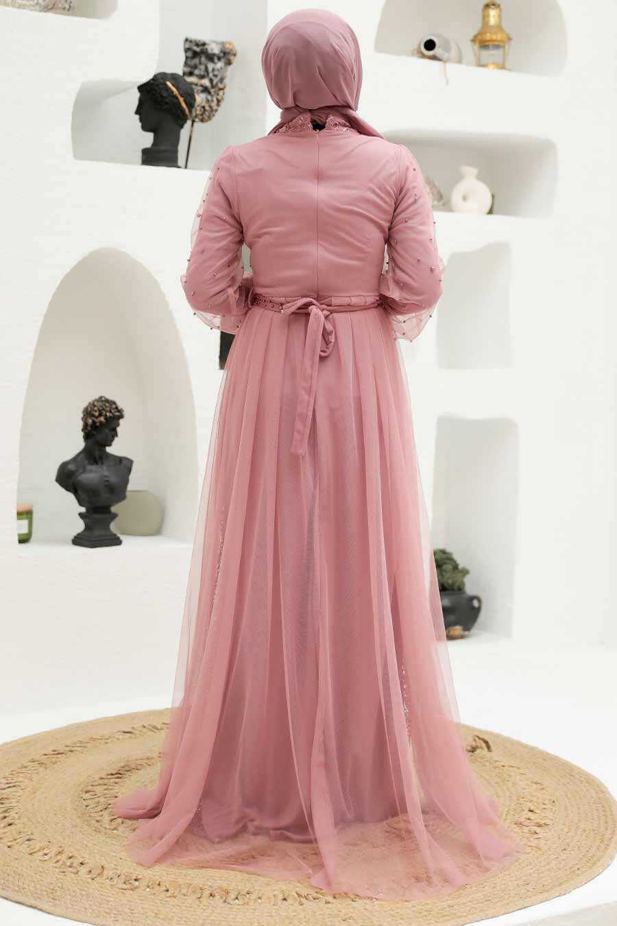 Powder Pink Hijab Evening Dress 5632PD