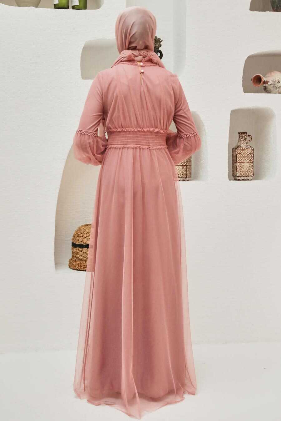 Powder Pink Hijab Evening Dress 56520PD