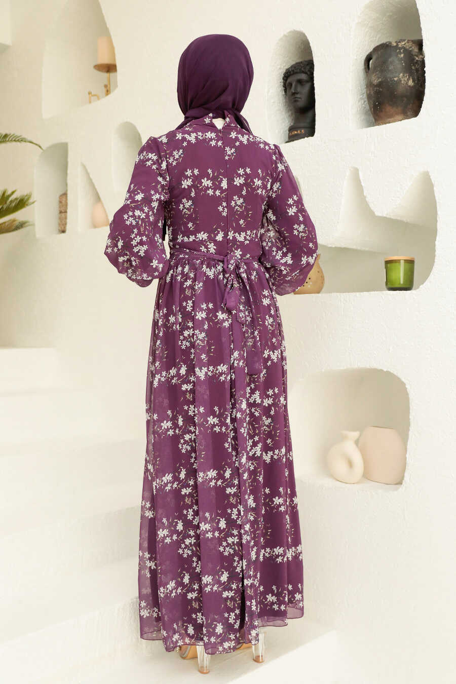 Purple Hijab Dress 5683MOR - Neva-style.com