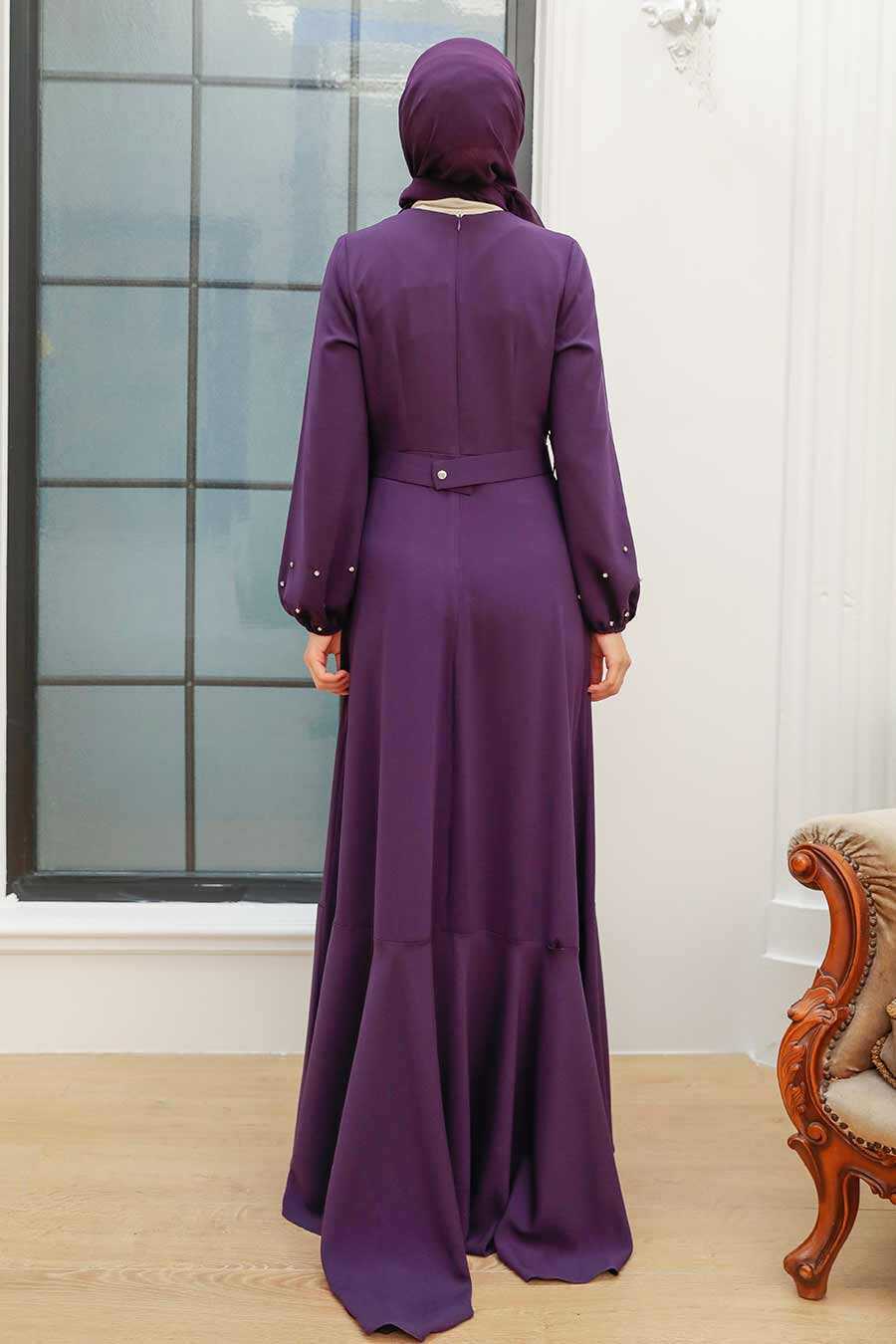 Purple Hijab Evening Dress 36030MOR - Neva-style.com