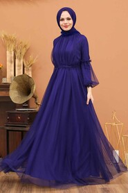 Neva Style - Luxorious Purple Muslim Wedding Gown 5474MOR - Thumbnail