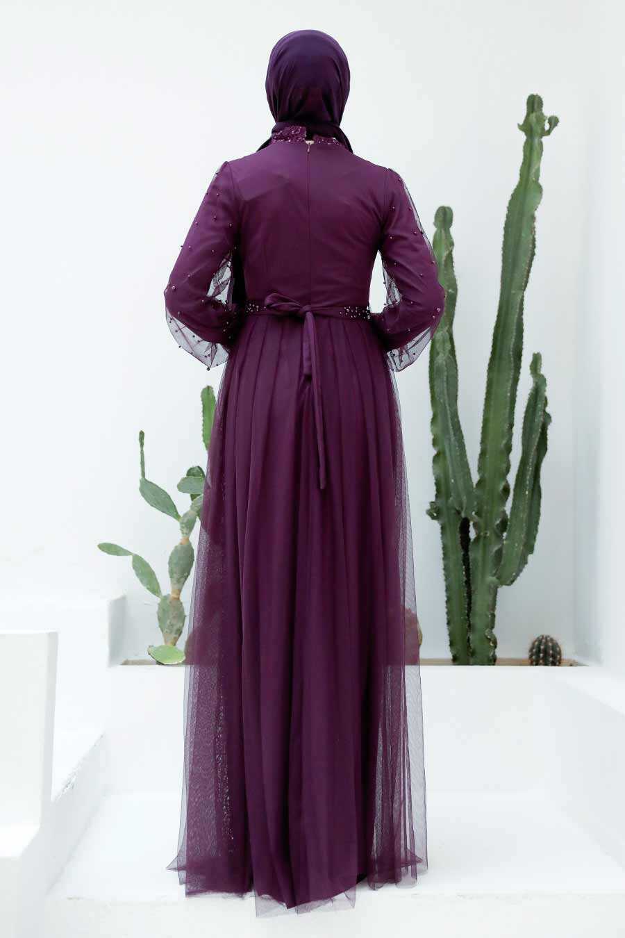 Purple Hijab Evening Dress 5632MOR