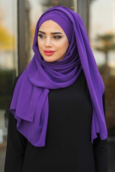 Purple Hijab Shawl 7522MOR - Neva-style.com