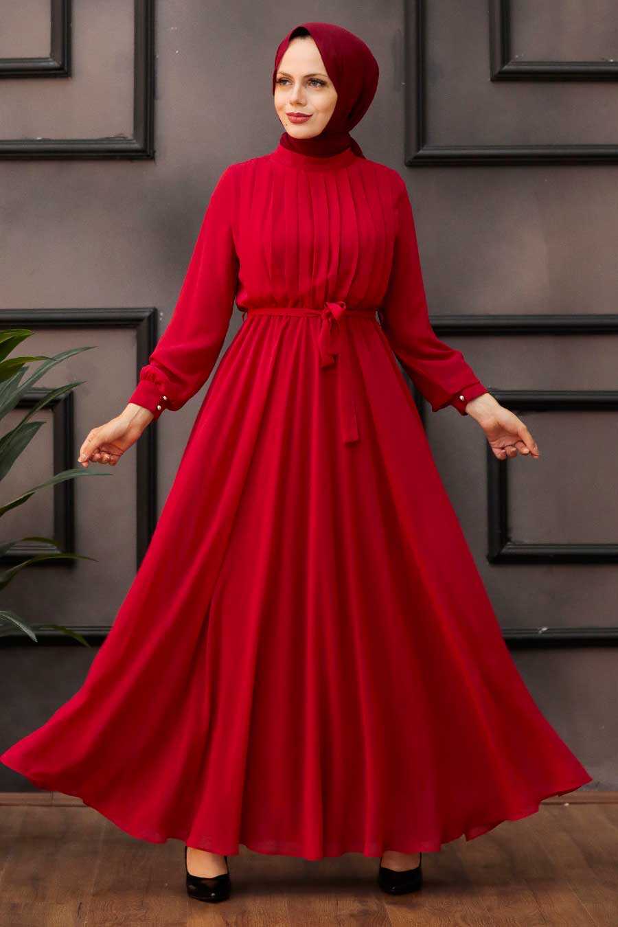 Red Hijab Dress 15280K - Neva-style.com