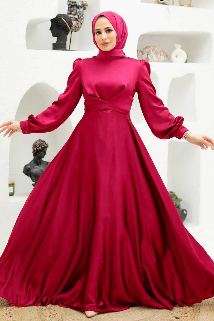 Neva Style Satin Red Modest Islamic Clothing Wedding Dress 3064k Neva