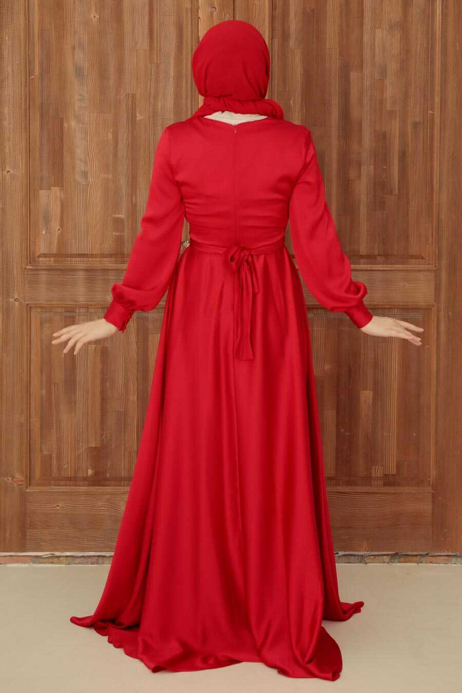 Red Hijab Evening Dress 33871K