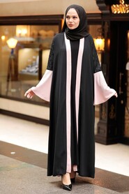Salmon Pink Hijab Abaya 55510SMN - Thumbnail