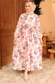 Salmon Pink Hijab Dress 5707SMN - Thumbnail