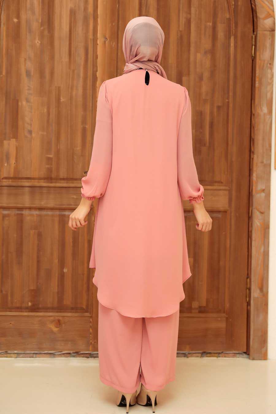 Salmon Pink Hijab Suit Dress 12510SMN