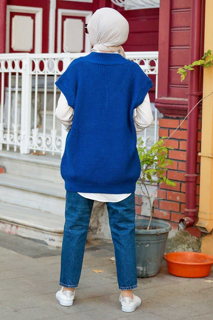 Sax Blue Hijab Sweater 4786SX
