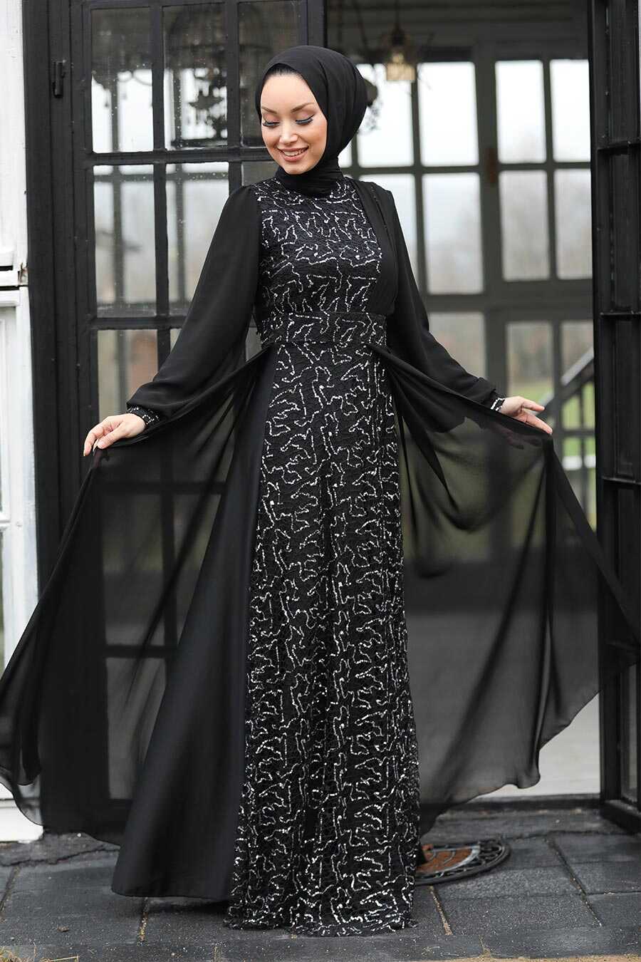 Silver Hijab Evening Dress 5408GMS