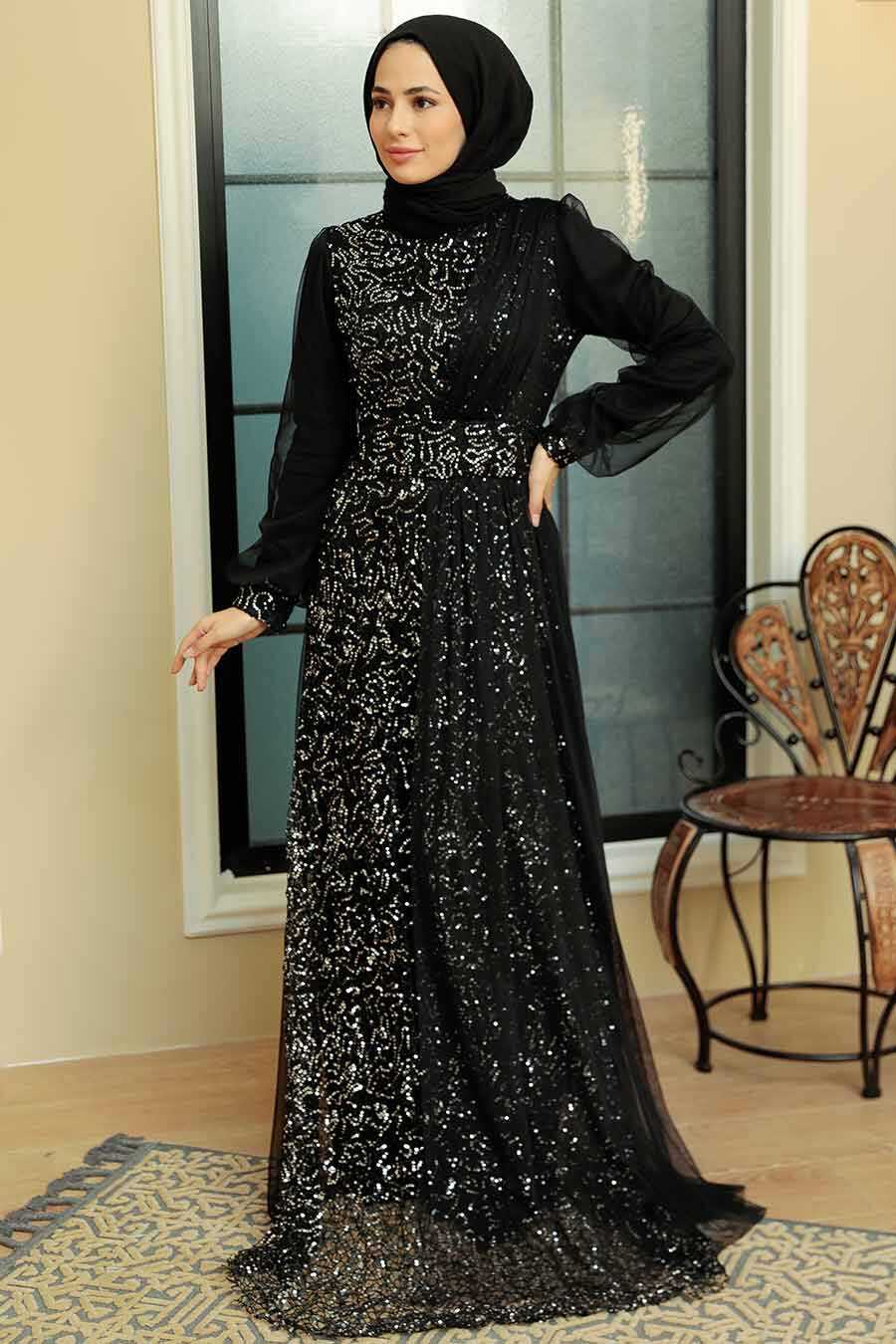 Silver Hijab Evening Dress 5696GMS