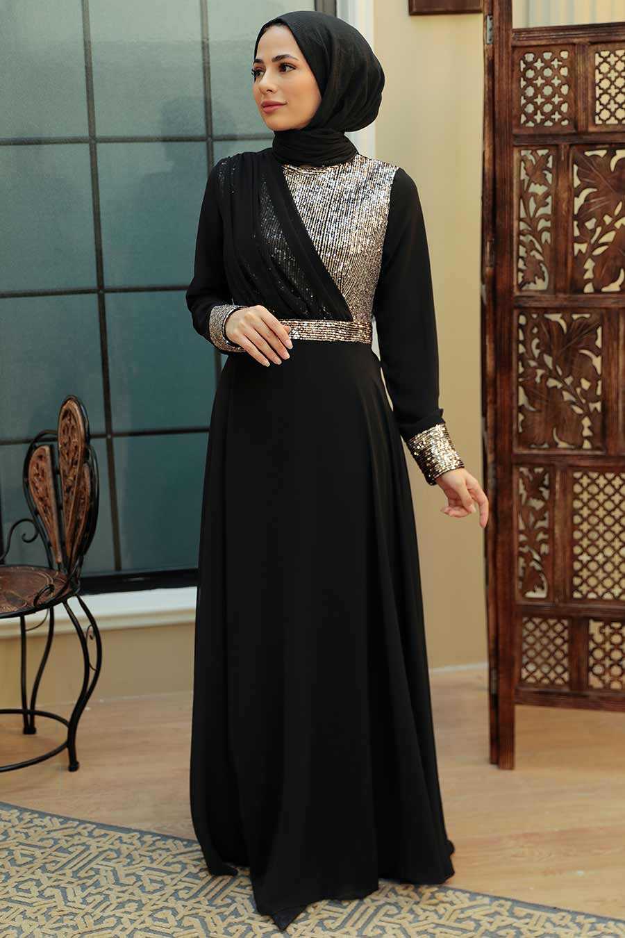Silver Hijab Evening Dress 5793GMS