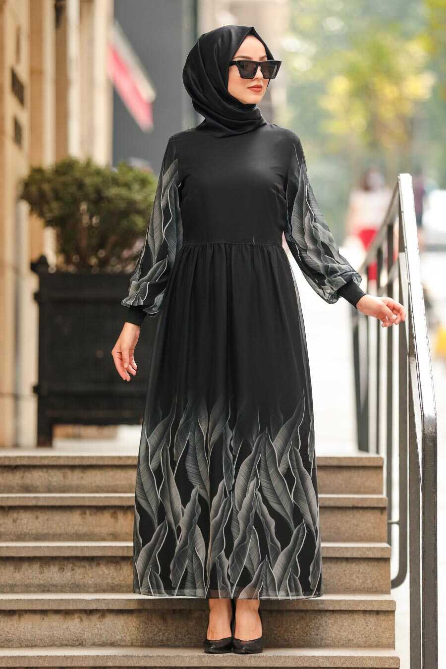 Smoke Color Hijab Dress 1303FU - Neva-style.com