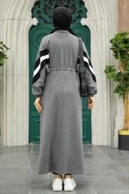 Smoke Color Hijab Dress 13610FU - Thumbnail