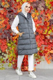 Smoke Color Hijab Inflatable Vest 1024FU - Thumbnail