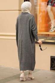 Smoke Color Hijab Knitwear Cardigan 33650FU - Thumbnail