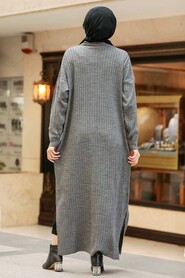 Smoke Color Hijab Knitwear Cardigan 33690FU - Thumbnail