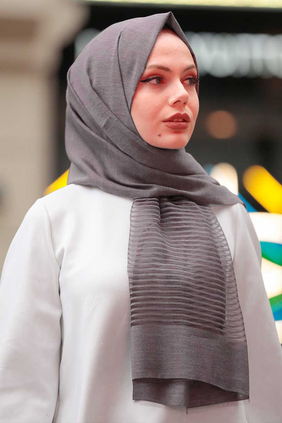 Smoke Color Hijab Shawl 4663FU