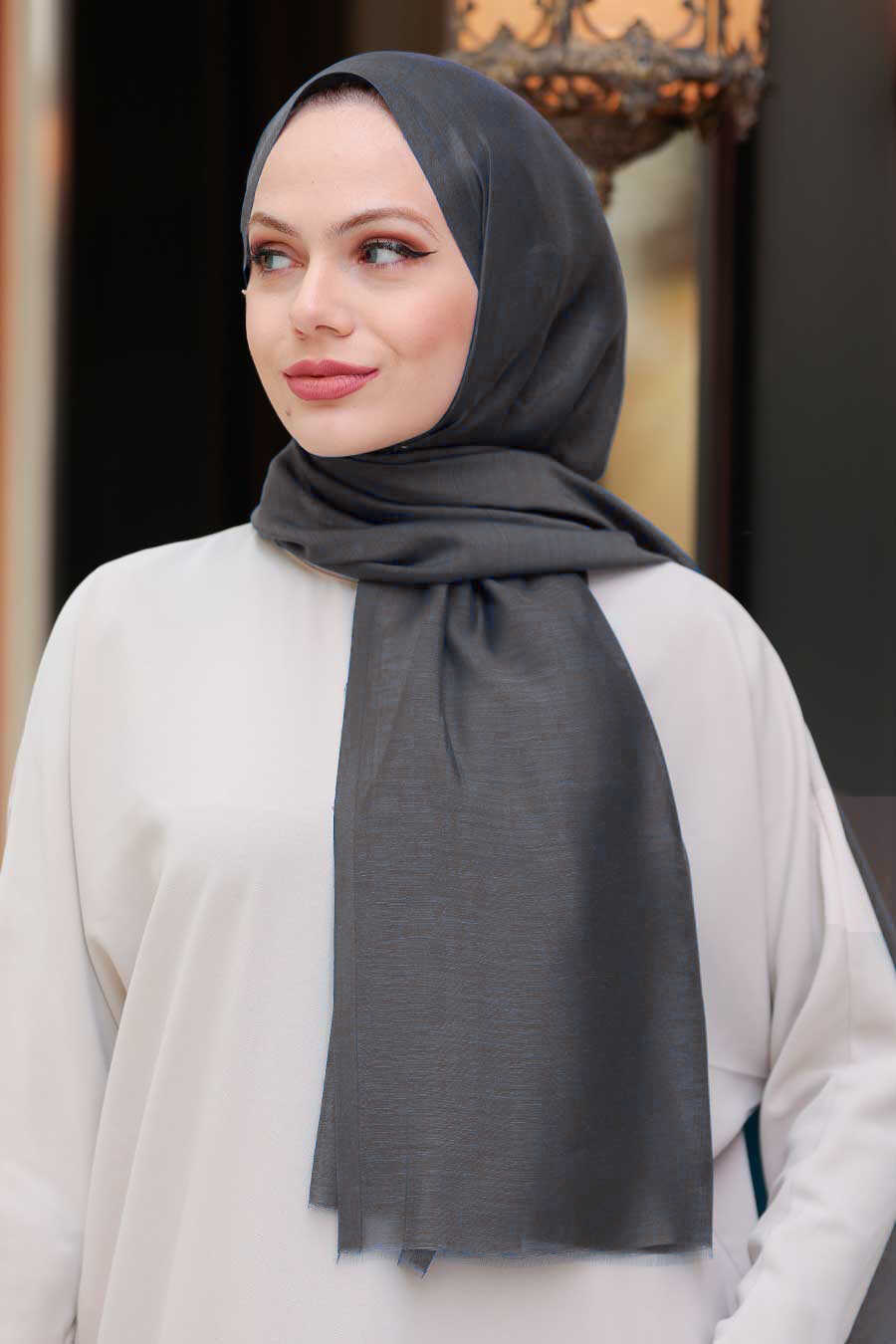 Smoke Color Hijab Shawl 48410FU